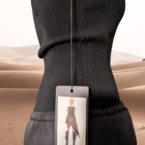 Elegant Asymmetrical Black and Cream Dress - Picture 7 of 8